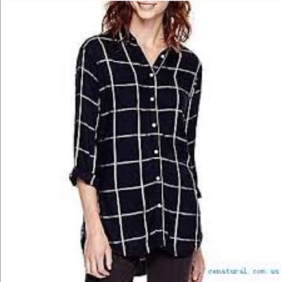 STYLUS Navy Blue Plaid Button Down Shirt L - Picture 1 of 8